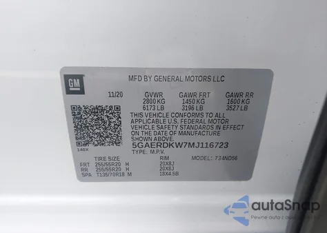 2021 Buick Enclave Fwd Avenir from USA, damaged, VIN 5GAERDKW7MJ116723